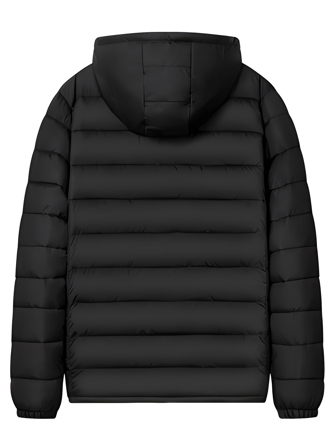 Men’s Padded Hooded Jacket – Zip Front, Quilted Design, Regular Fit