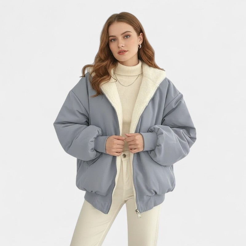 Women’s Reversible Jacket – Zip Front, Long Sleeves, Side Pockets, Oversized Fit