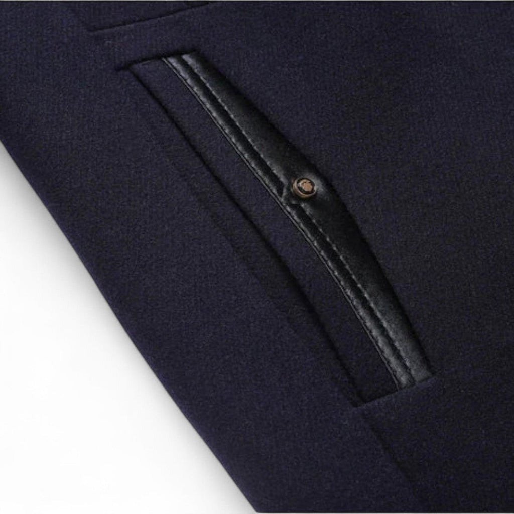 Men’s Button Front Coat – Stand Collar, Quilted Inner Lining, Long Sleeve Design