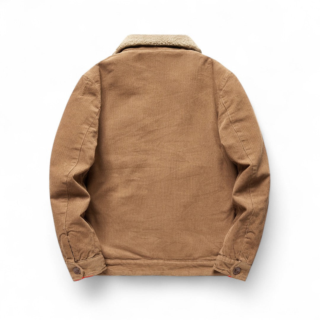 Men’s Corduroy Jacket – Button Front, Sherpa Collar, Lined Interior, Regular Fit