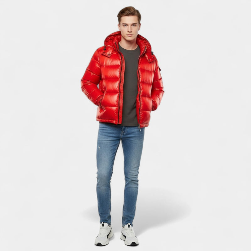 Men’s Hooded Padded Jacket – Gloss Finish