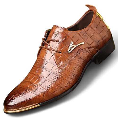 Men’s Lace Up Dress Shoes – Closed Toe Design, Textured Finish, Low Heel