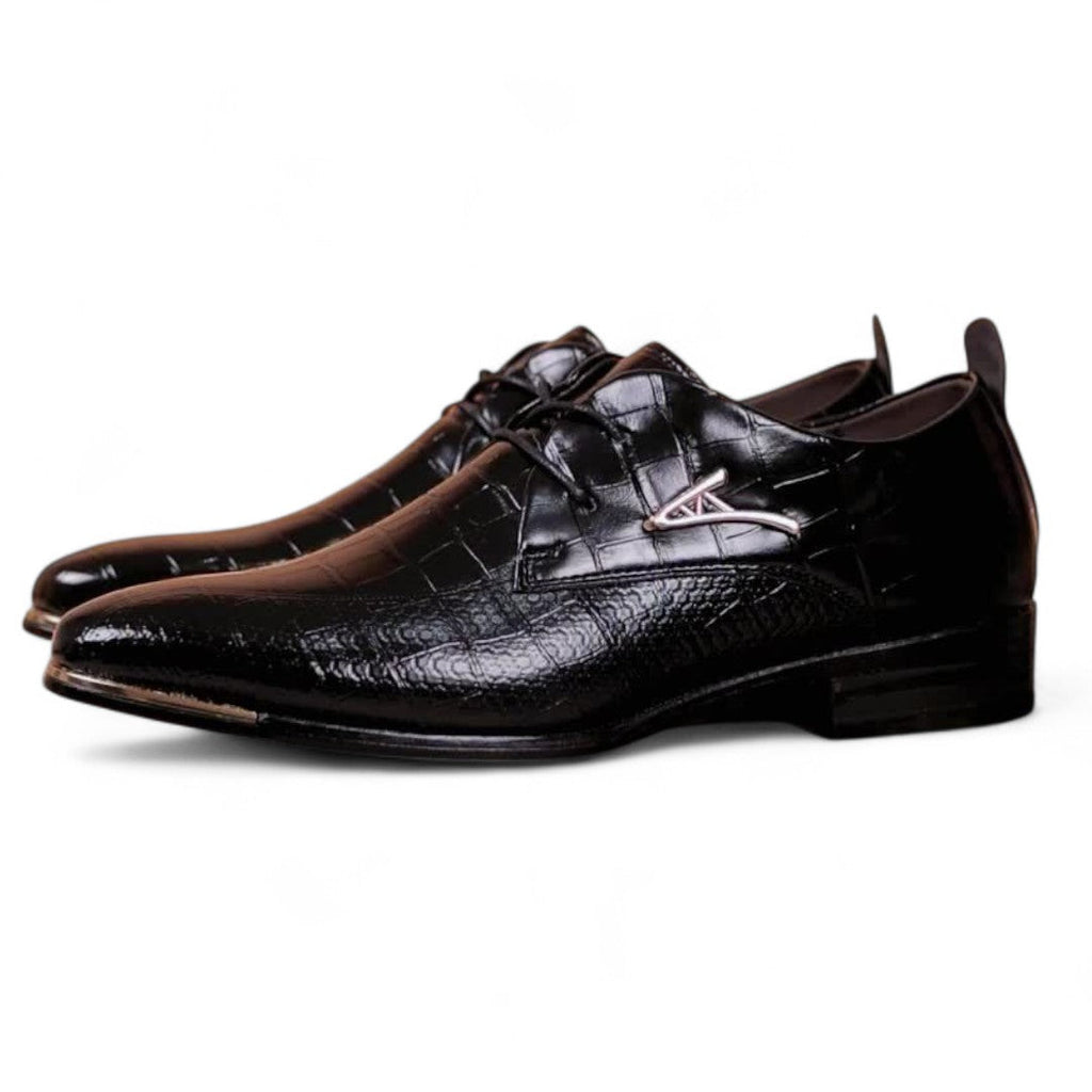 Men’s Lace Up Dress Shoes – Closed Toe Design, Textured Finish, Low Heel