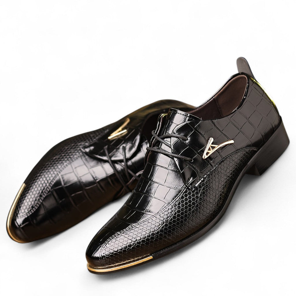 Men’s Lace Up Dress Shoes – Closed Toe Design, Textured Finish, Low Heel