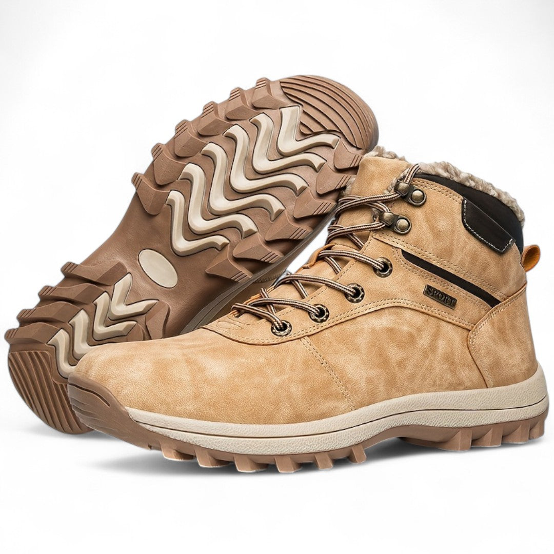 Men’s Lace-Up Hiking Boots – Lined, Side Zip, Textured Grip Sole