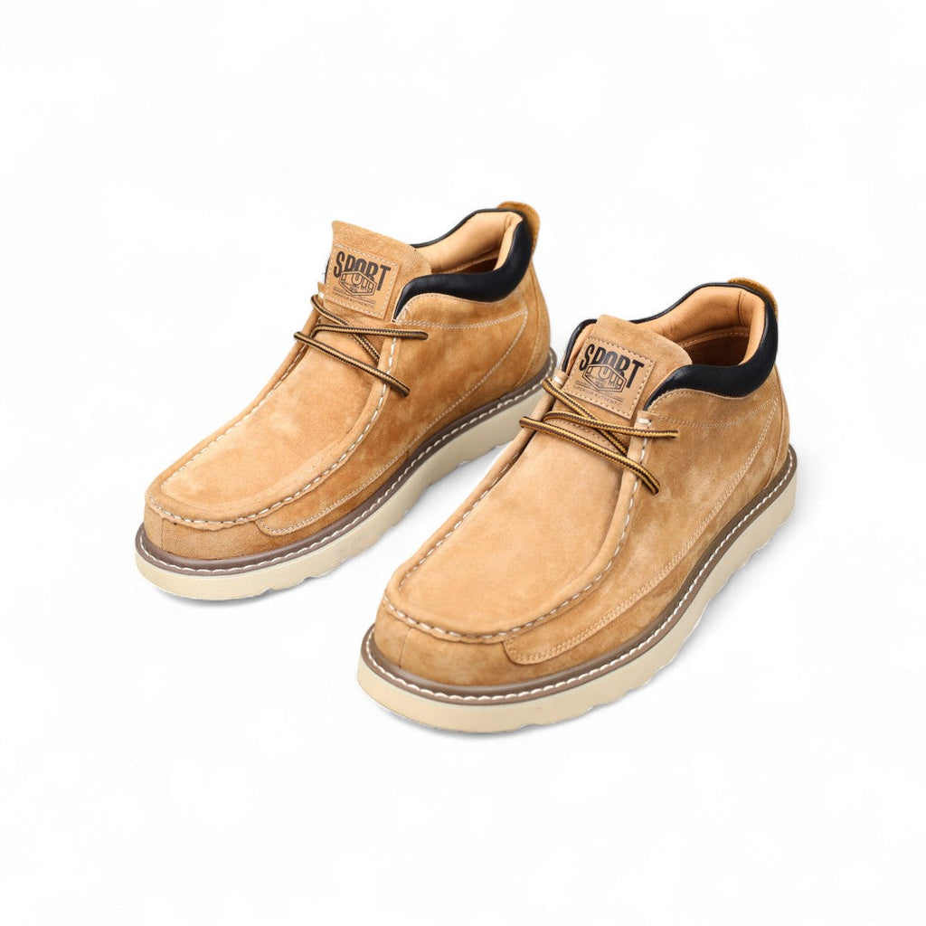 Men’s Lace-Up Mid Top Shoes – Finish, Contrast Stitching, Textured Sole