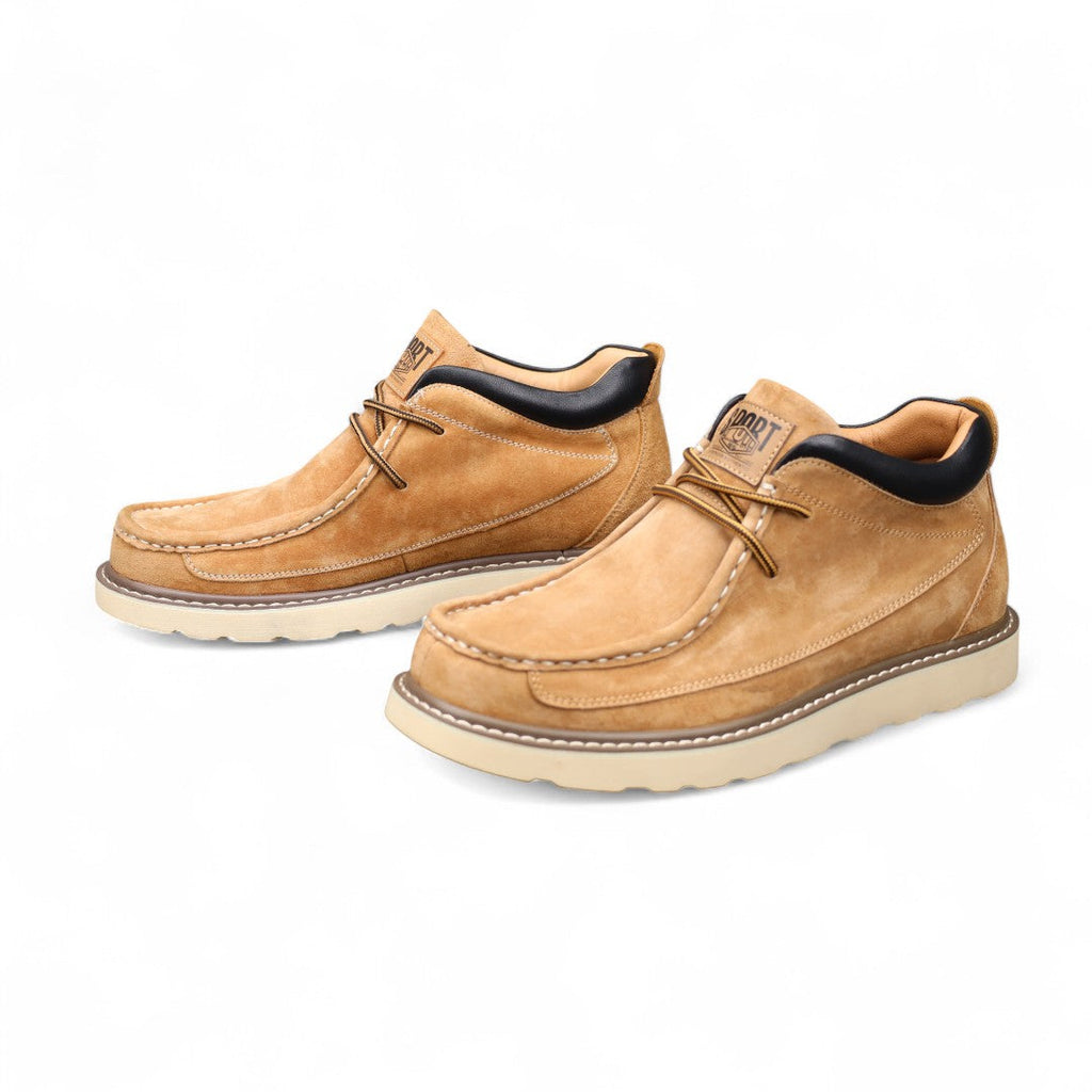 Men’s Lace-Up Mid Top Shoes – Finish, Contrast Stitching, Textured Sole