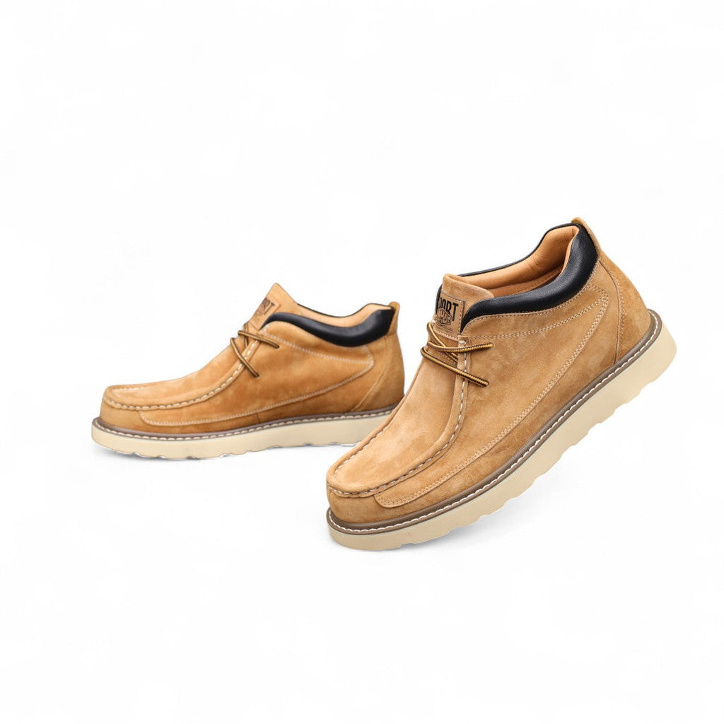 Men’s Lace-Up Mid Top Shoes – Finish, Contrast Stitching, Textured Sole