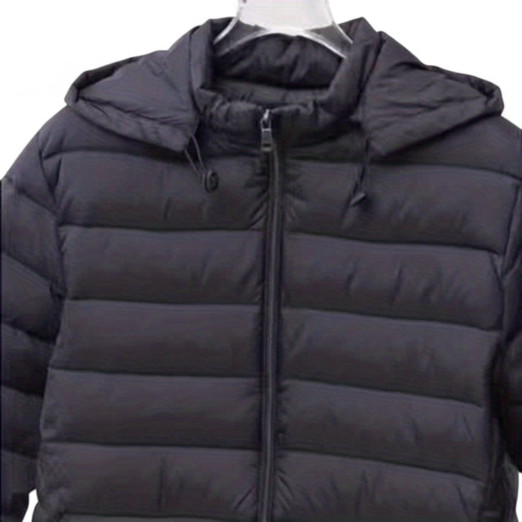 Men’s Padded Hooded Jacket – Zip Front, Quilted Design, Regular Fit