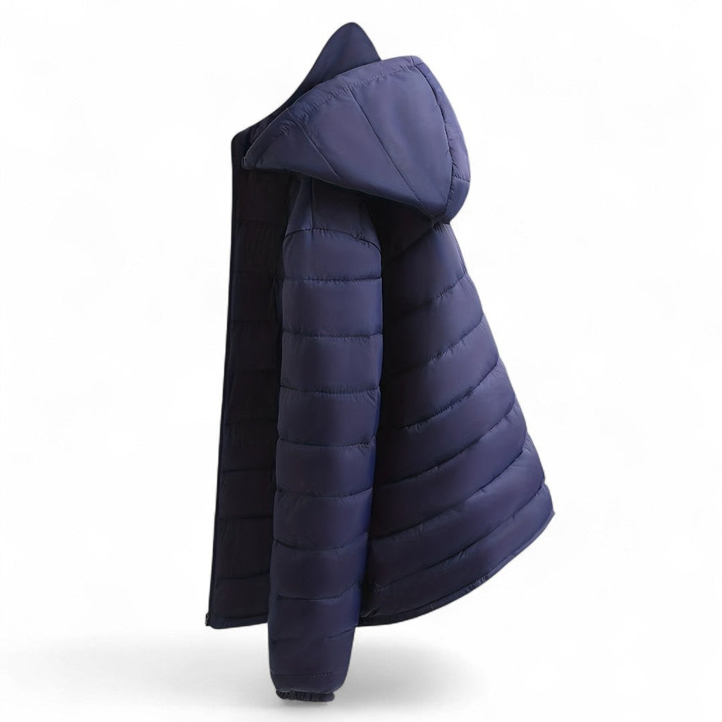 Men’s Padded Hooded Jacket – Zip Front, Quilted Design, Regular Fit