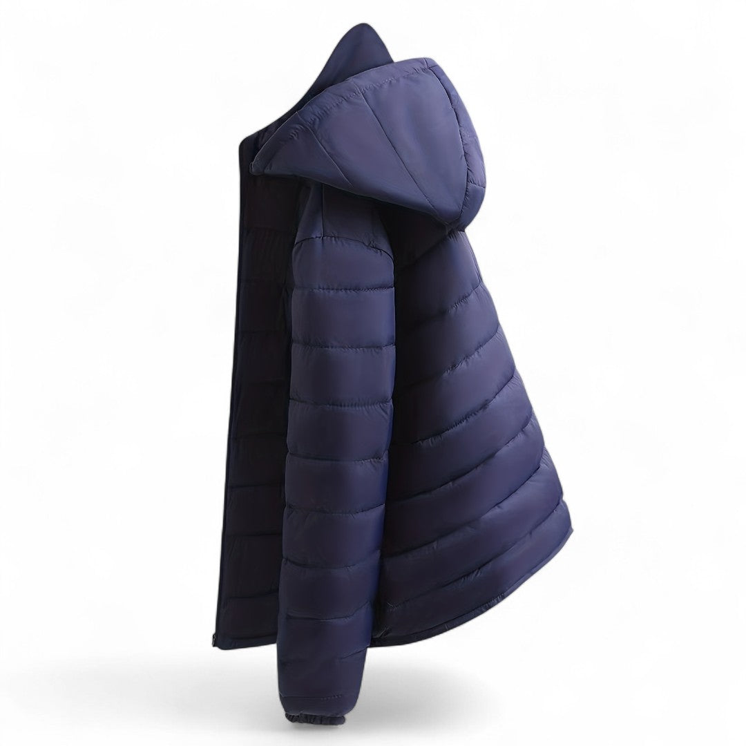 Men’s Padded Hooded Jacket – Zip Front, Quilted Design, Regular Fit