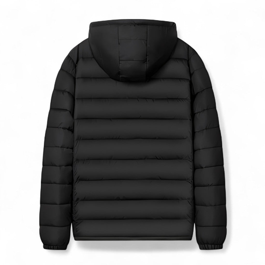 Men’s Padded Hooded Jacket – Zip Front, Quilted Design, Regular Fit