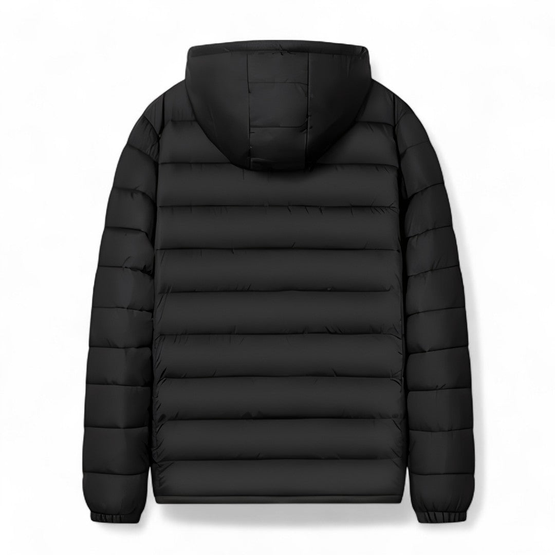 Men’s Padded Hooded Jacket – Zip Front, Quilted Design, Regular Fit