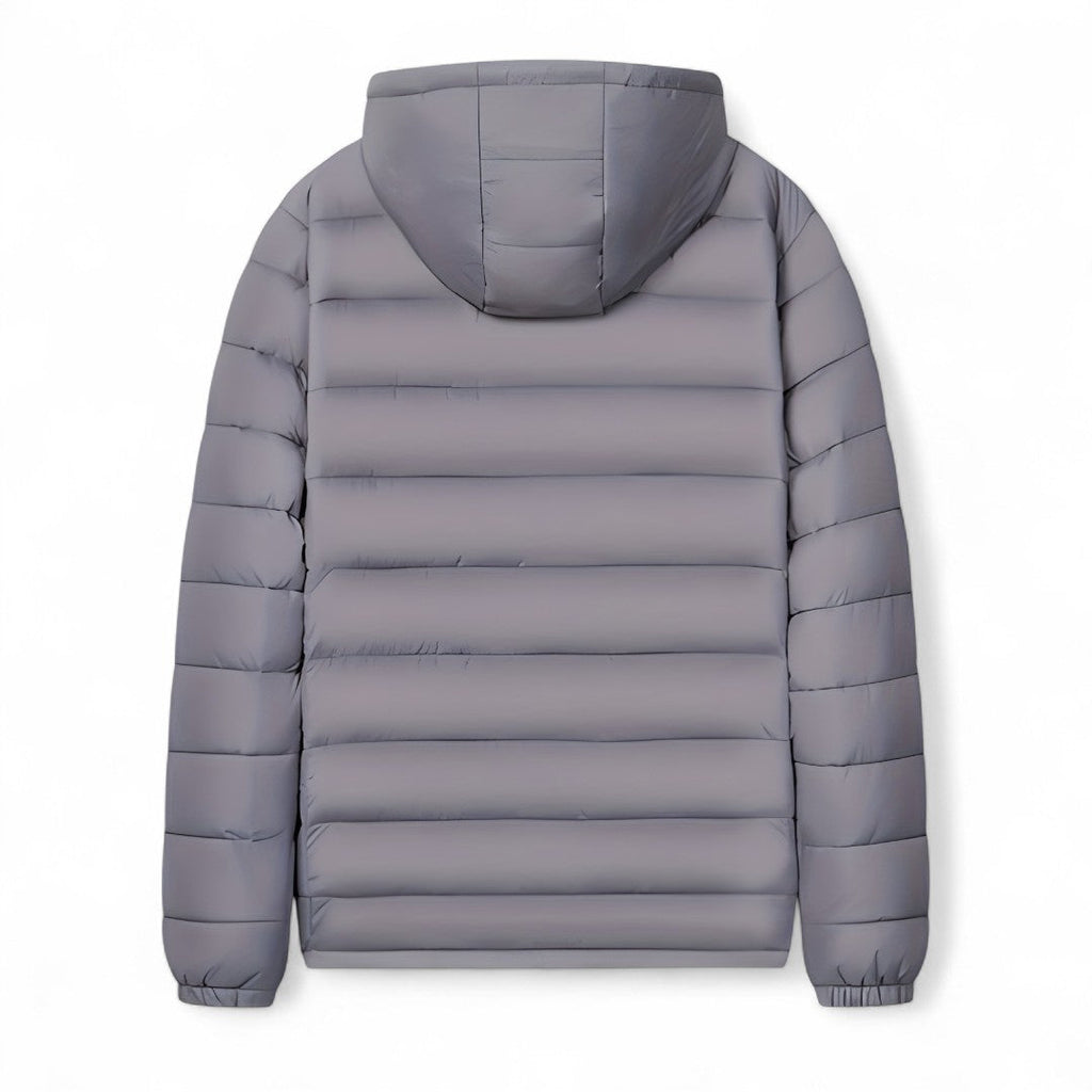 Men’s Padded Hooded Jacket – Zip Front, Quilted Design, Regular Fit