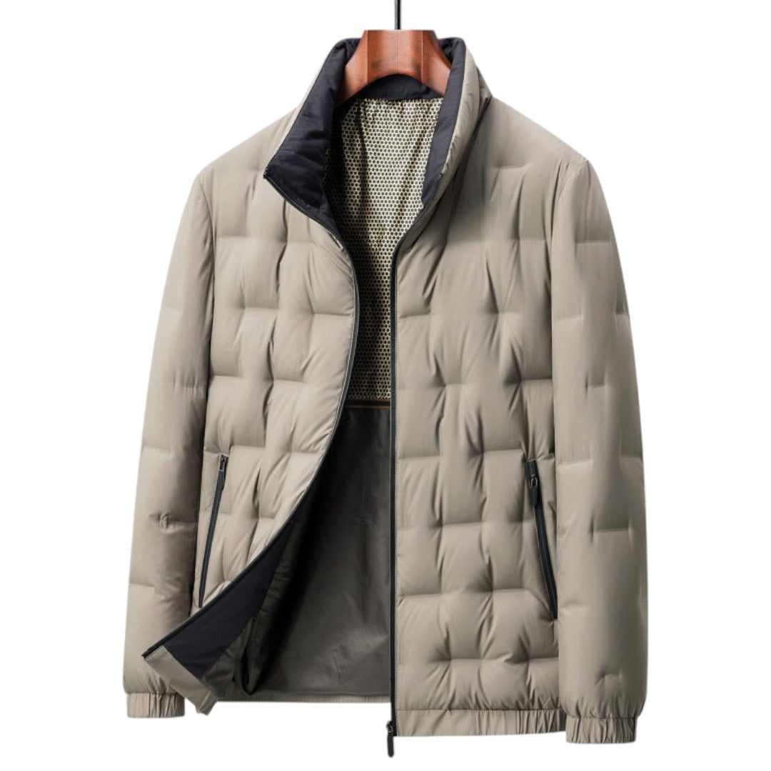 Men’s Padded Jacket – Zip Front, Stand Collar, Elastic Cuff Design