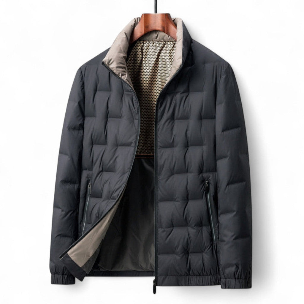 Men’s Padded Jacket – Zip Front, Stand Collar, Elastic Cuff Design