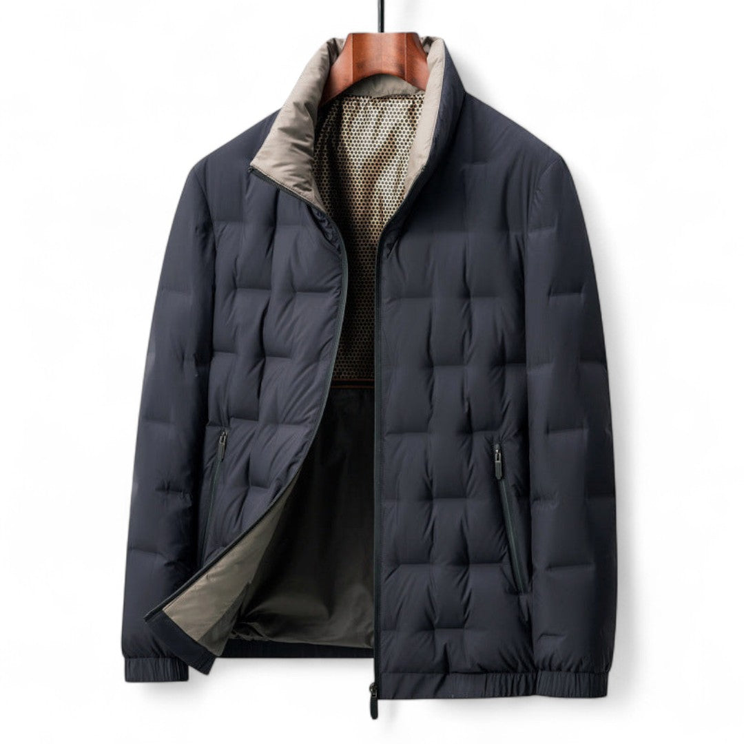 Men’s Padded Jacket – Zip Front, Stand Collar, Elastic Cuff Design