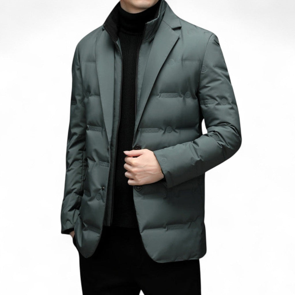 Men’s Quilted Blazer Jacket – Two Button Front, Notch Lapel, Long Sleeve Design