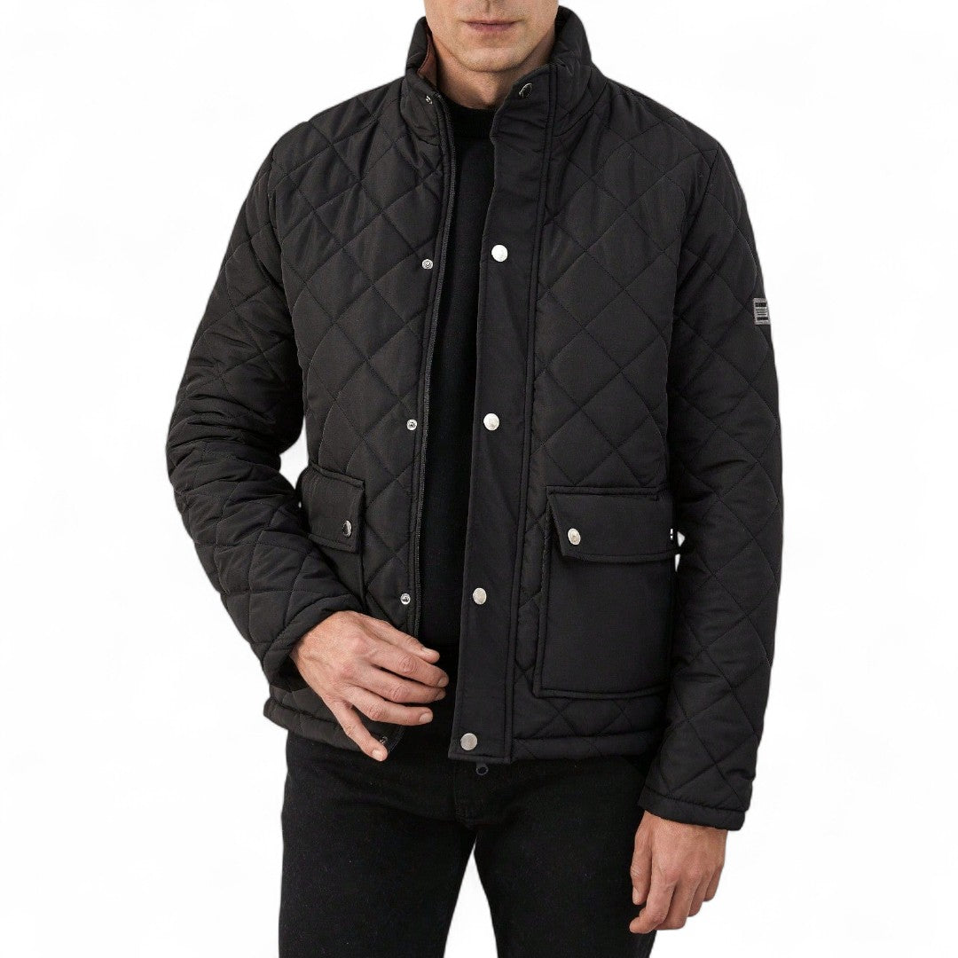 Men’s Quilted Jacket – Long Sleeves, Snap Button Closure