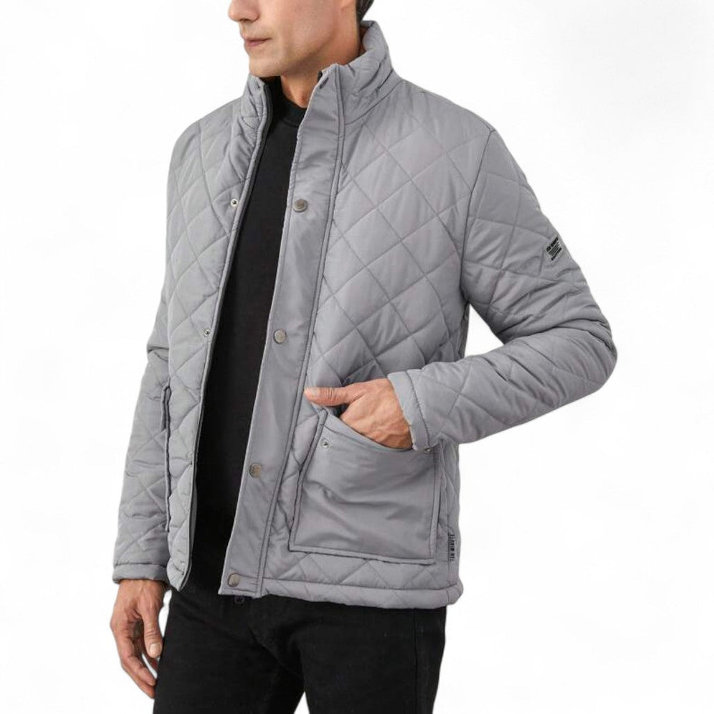 Men’s Quilted Jacket – Long Sleeves, Snap Button Closure
