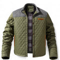Men’s Quilted Jacket – Stand Collar, Long Sleeves, Button Front, Contrast Shoulder Detail