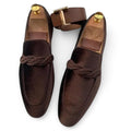 Men’s Slip-On Loafers – Round Toe, Rope Detail, Brown Finish