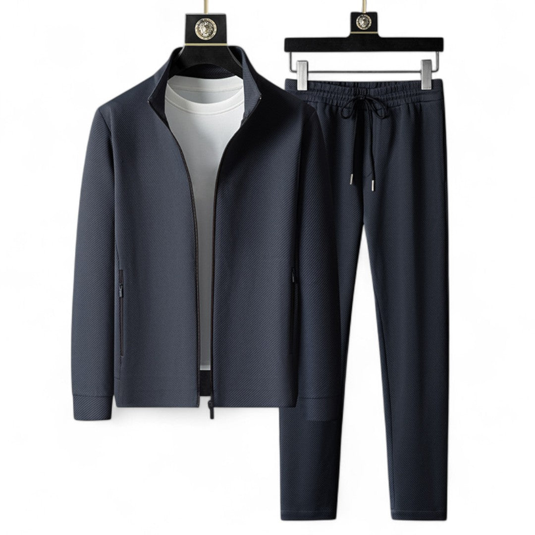Men’s Tracksuit Set – Zip Front Jacket with Drawstring Trousers