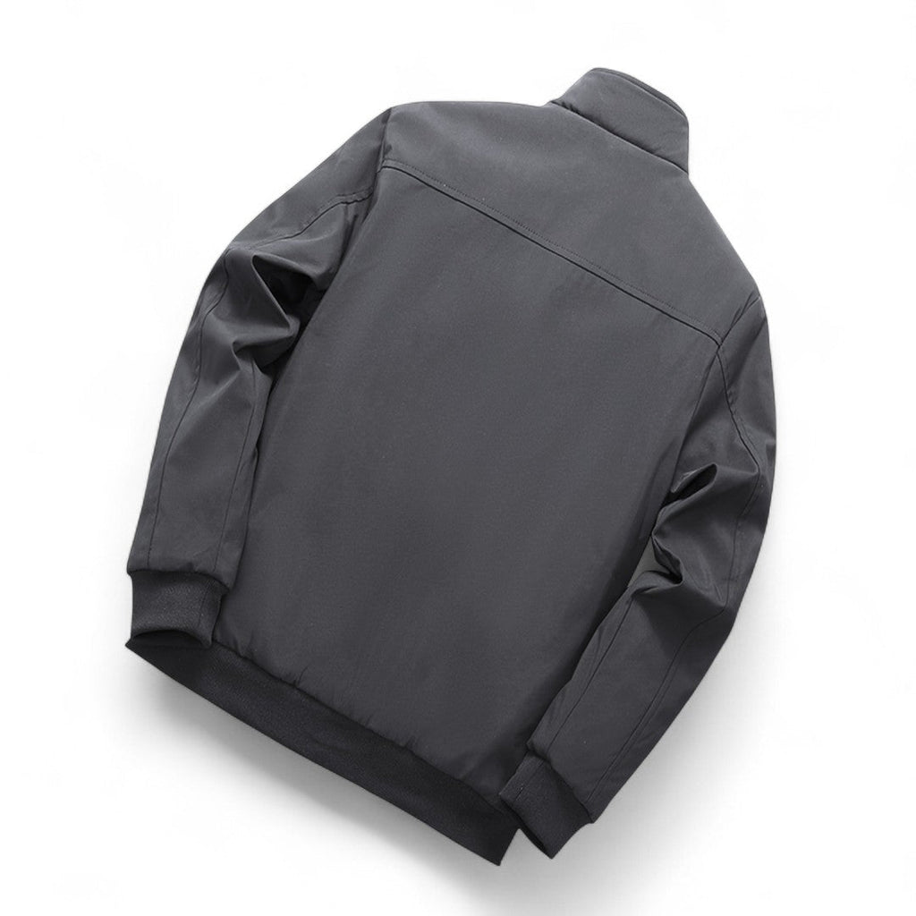 Men’s Zip Front Jacket – Stand Collar, Long Sleeves, Ribbed Cuffs, Lining