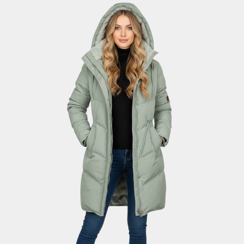 Women’s Padded Long Jacket – Hooded, Zip Front, Lined