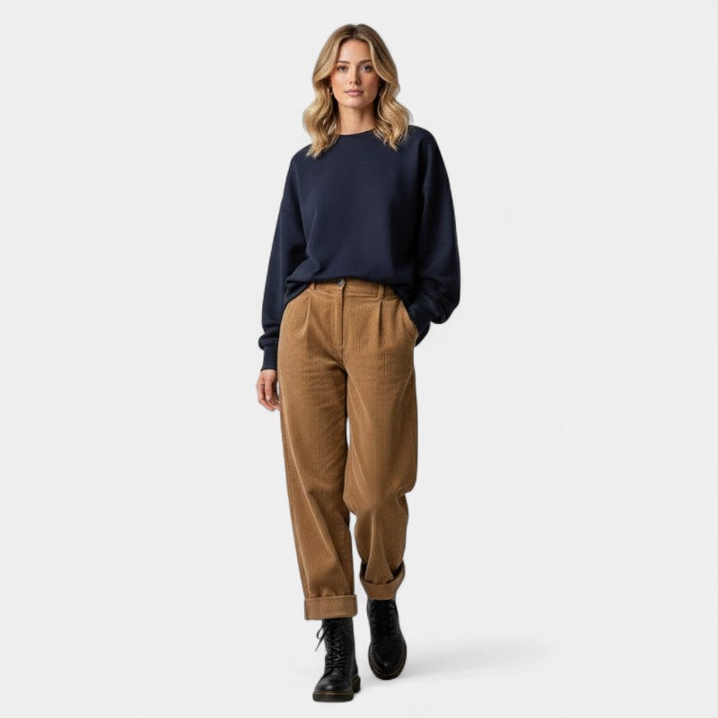 Women’s Corduroy Trousers – High Waist, Ribbed Design
