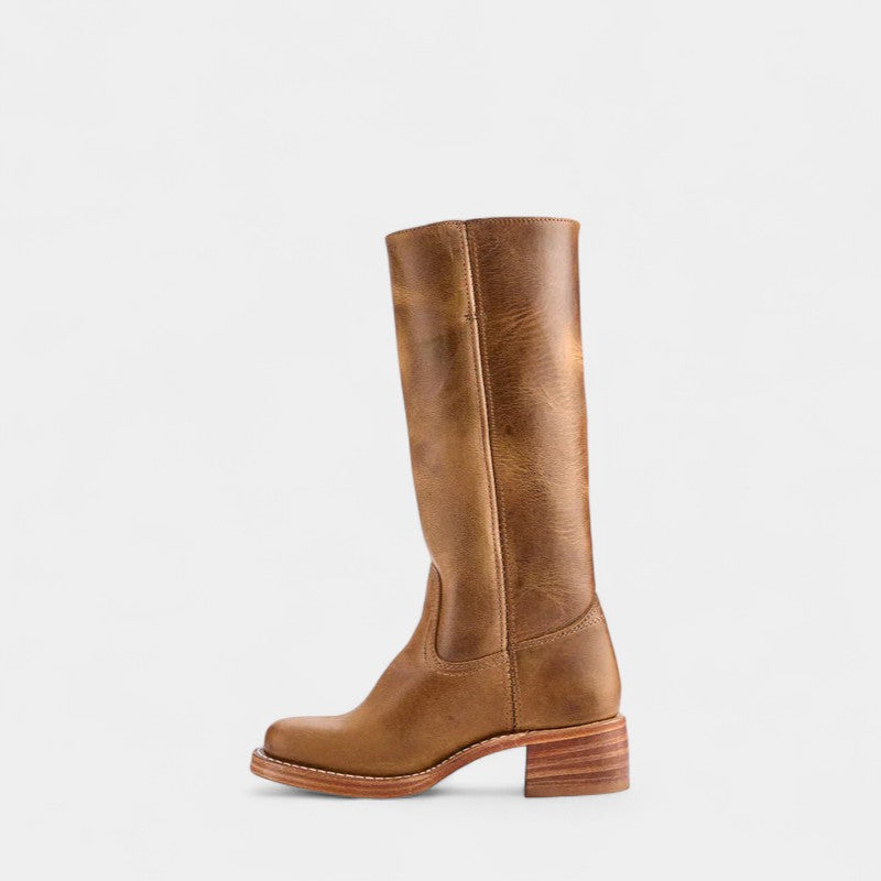 Women’s High Boots – Block Heel, Synthetic Upper