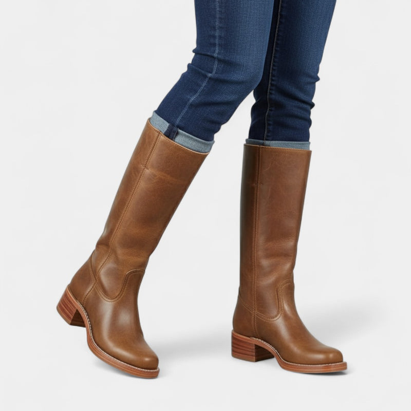 Women’s High Boots – Block Heel, Synthetic Upper