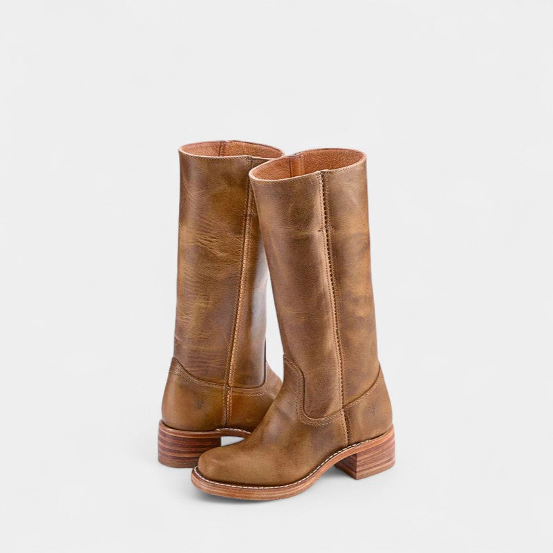 Women’s High Boots – Block Heel, Synthetic Upper