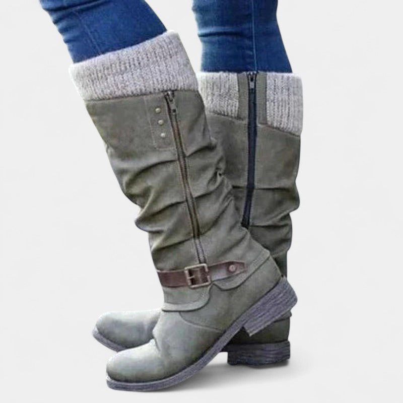 Women’s High Boots – Knitted Cuff, Slouchy Style