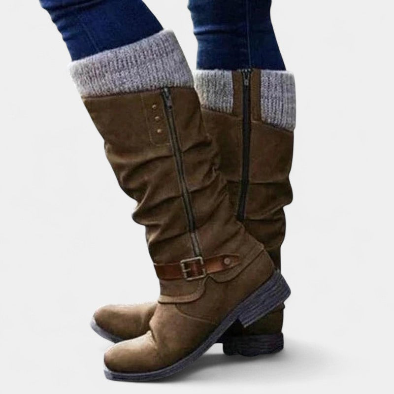 Women’s High Boots – Knitted Cuff, Slouchy Style