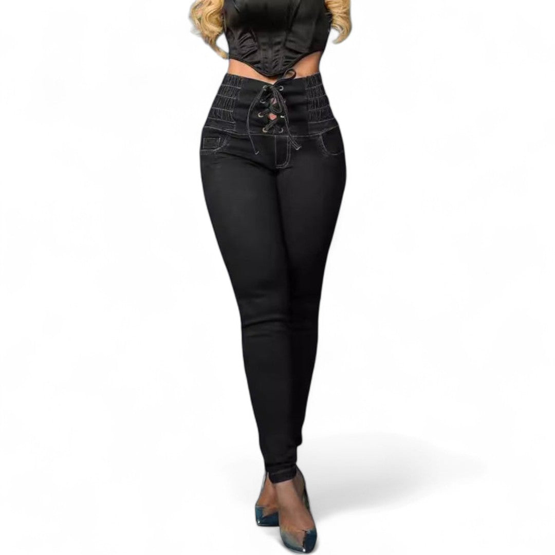 Women’s Jeggings – High Waist, Lace Up Front