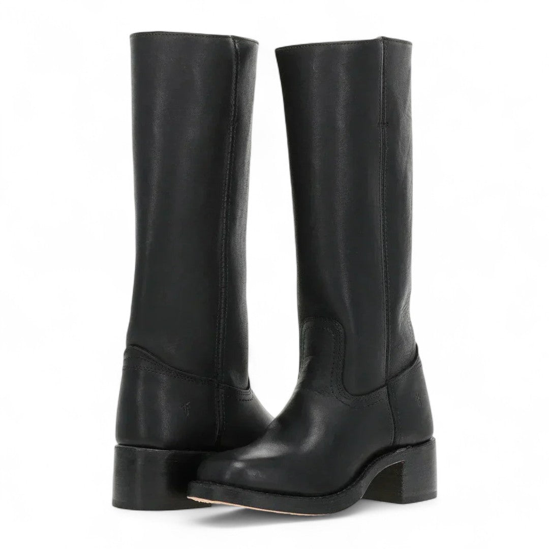 Women’s Knee High Boots – Round Toe, Block Heel, Pull On Design