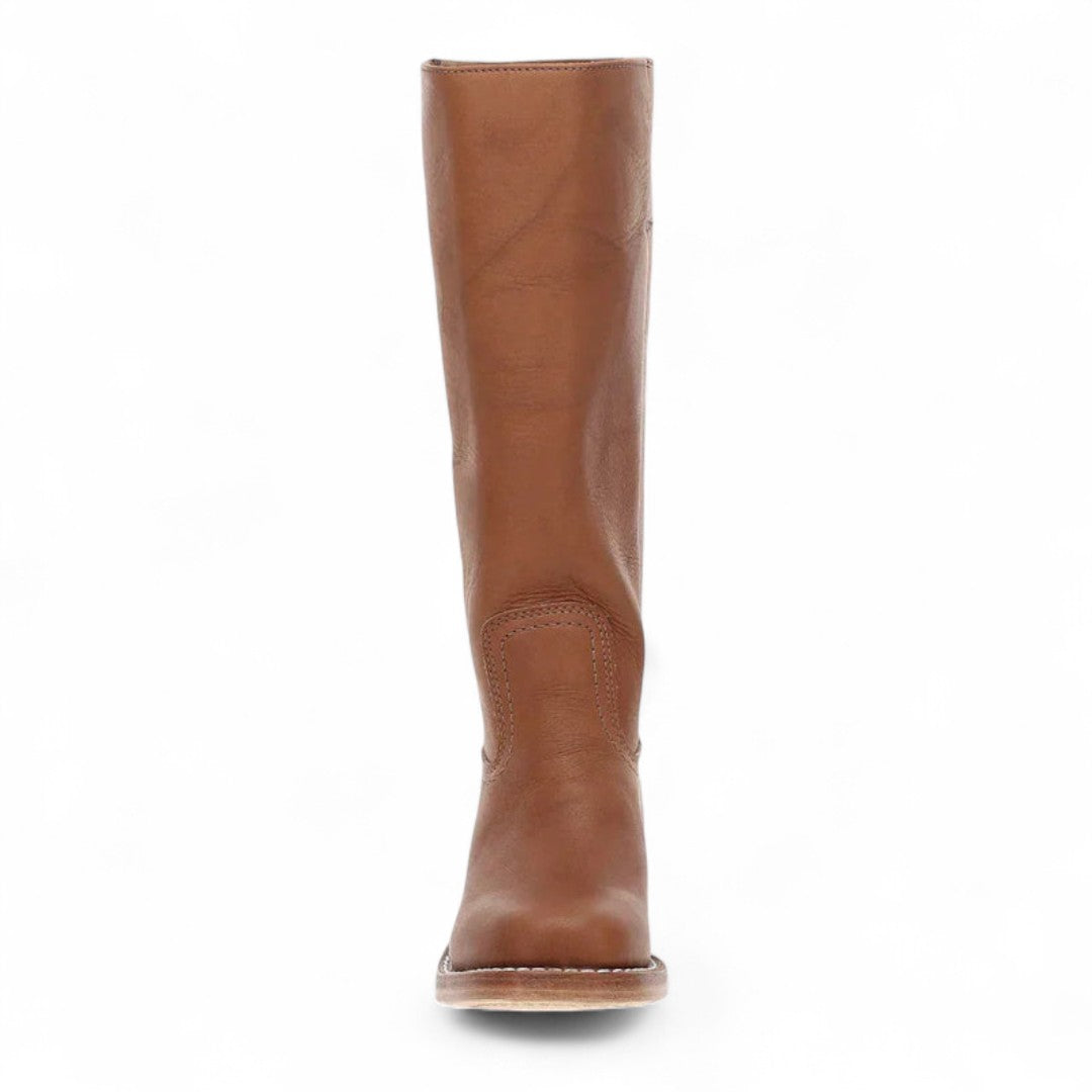 Women’s Knee High Boots – Round Toe, Block Heel, Pull On Design