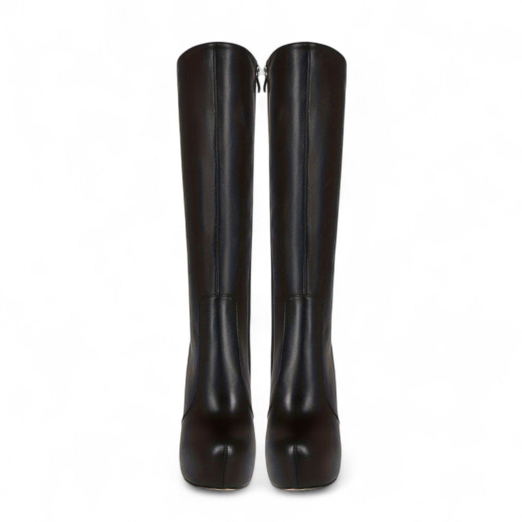 Women’s Knee High Platform Boots – High Stiletto Heel with Side Zip and Round Toe Design