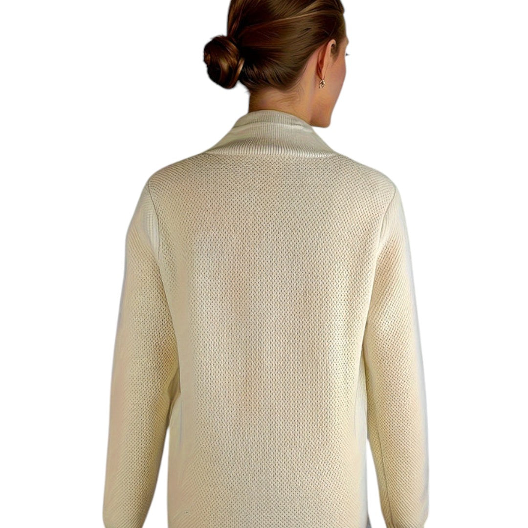 Women’s Knitted Cardigan – Button Front, Long Sleeves, Stand Collar