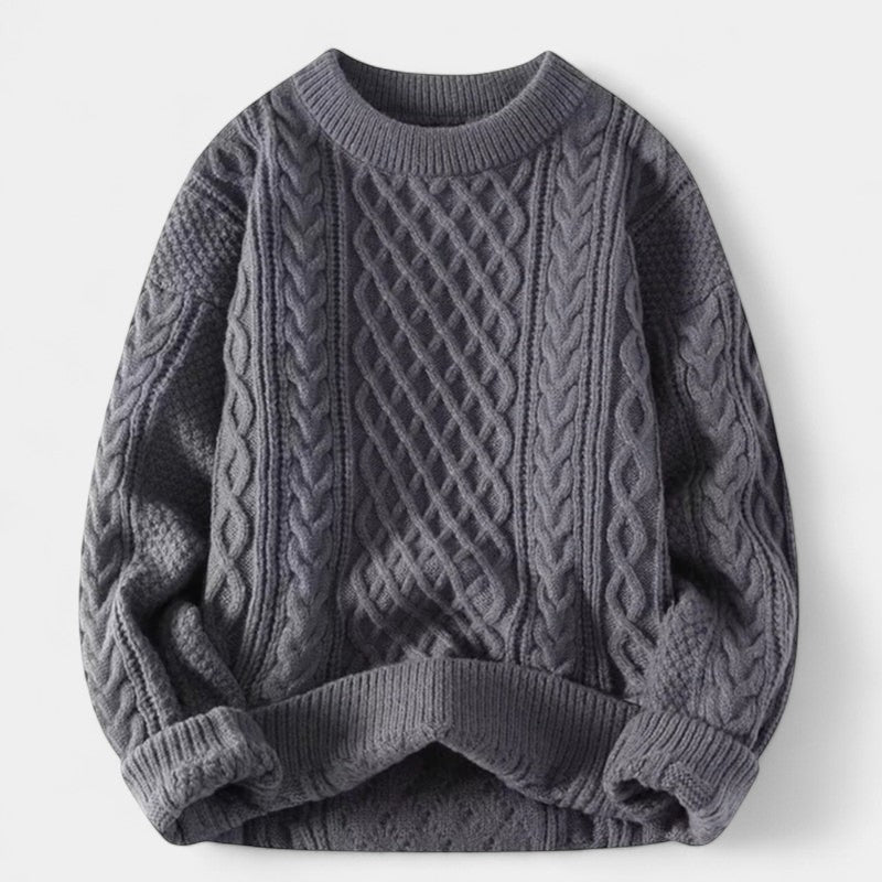 Women’s Knitted Jumper – Cable Pattern, Crew Neck