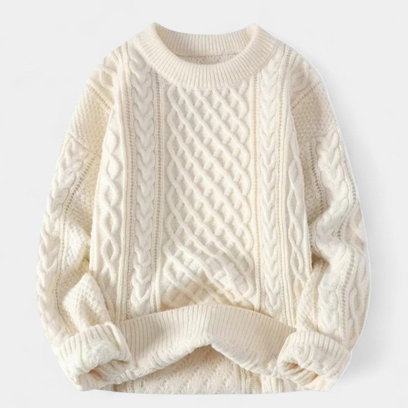 Women’s Knitted Jumper – Cable Pattern, Crew Neck