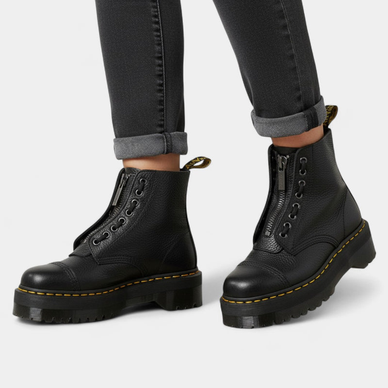 Women’s Lace Up Boots – Side Zip, Platform Sole, Synthetic Upper