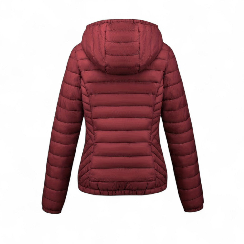 Women’s Padded Hooded Jacket – Zip Front, Long Sleeves, Side Pockets Puffer Jacket