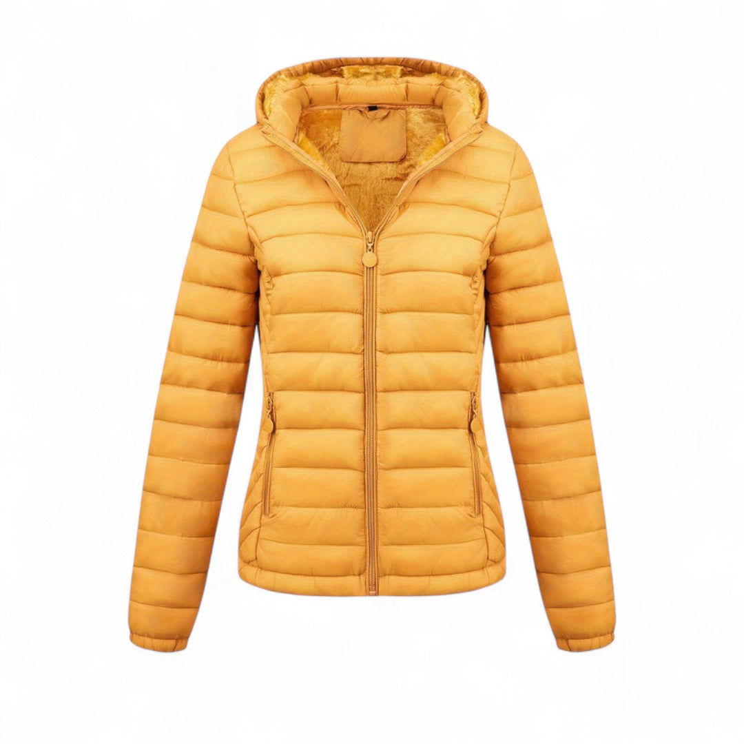 Women’s Padded Hooded Jacket – Zip Front, Long Sleeves, Side Pockets Puffer Jacket