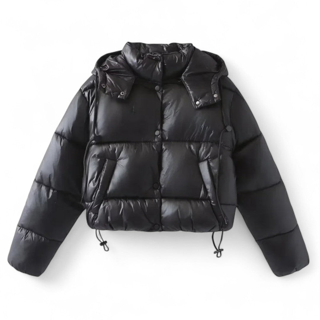 Women’s Puffer Jacket – Hooded Design, Short Length