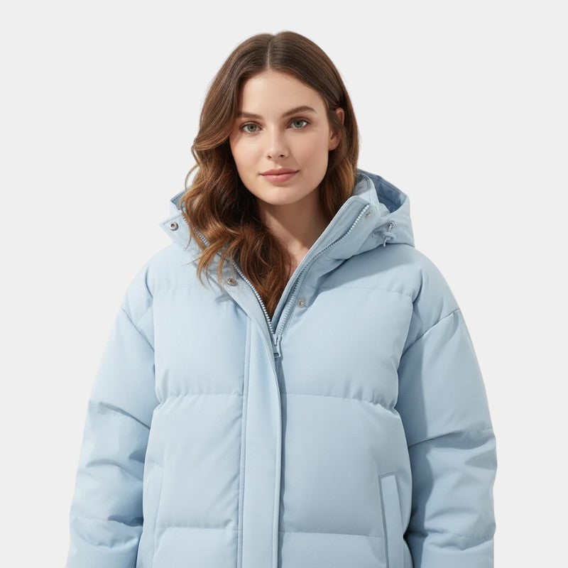 Women’s Puffer Jacket – Hooded Design, Zip Front, Insulated Outerwear