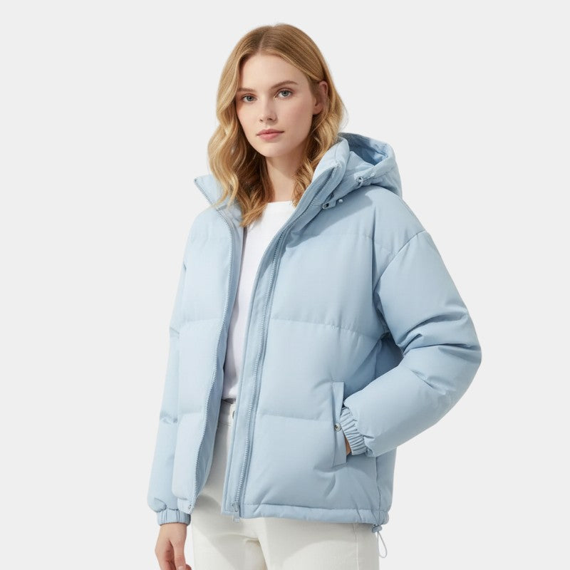Women’s Puffer Jacket – Hooded Design, Zip Front, Insulated Outerwear