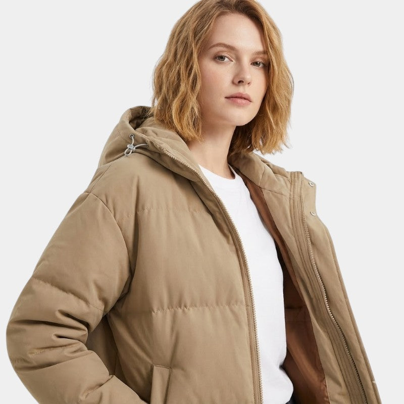 Women’s Puffer Jacket – Hooded Design, Zip Front