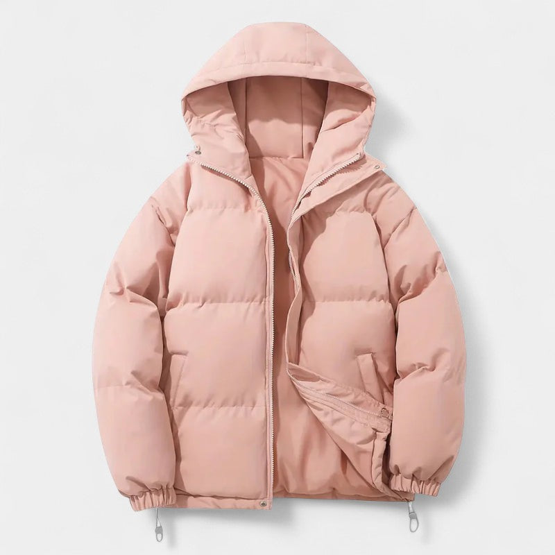 Women’s Puffer Jacket – Hooded Design, Zip Front
